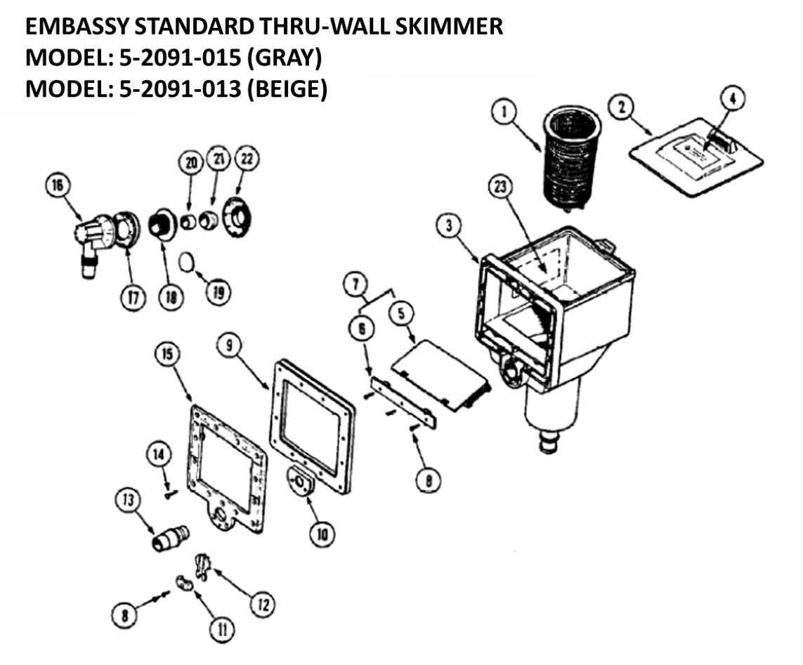 Embassy Replacement Parts for Standard Thru-Wall Skimmer Embassy Replacement Parts for Standard Thru-Wall Skimmer