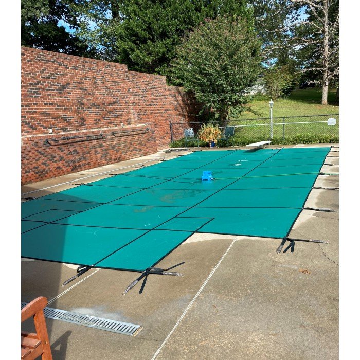 12x24 Solid Vinyl Rectangle Rayner Pool Cover with Mesh Drain