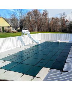 16' x 32' Rectangle PoolTux Royal Mesh Safety Cover with 4' x 8' Center End Step