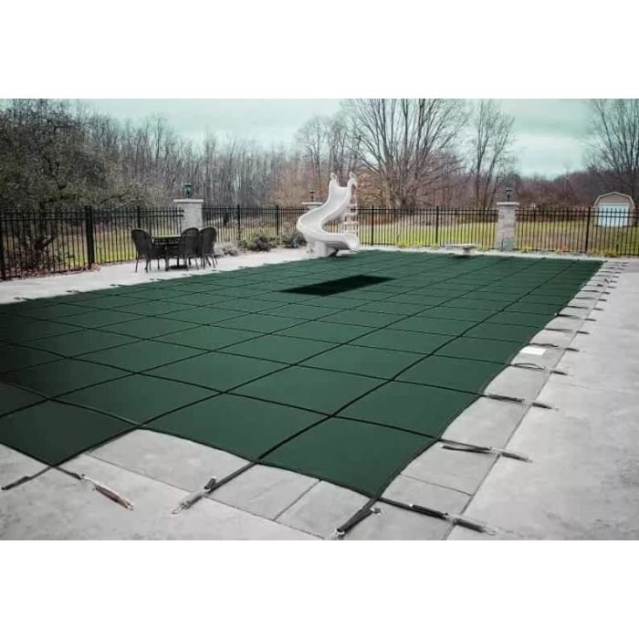 20'x40' Rectangle w/ 4'x8' Center End Step HPI AquaMaster Solid Safety Cover
