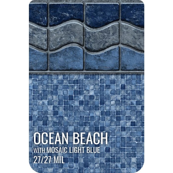 Ocean Beach - Mosaic Light Blue Inground Pool Liner 27 mil.