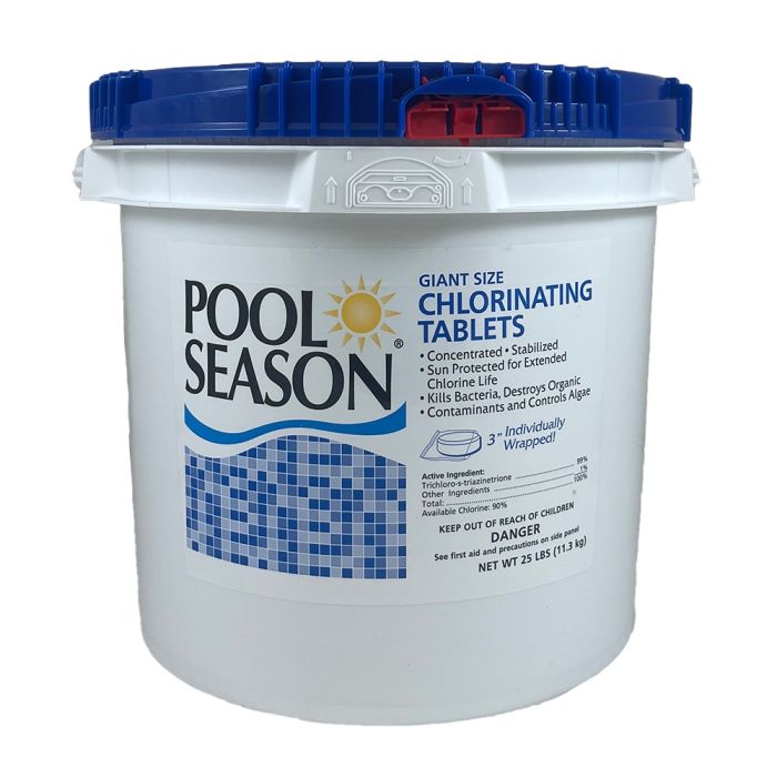 Pool Season Giant Size Chlorinating 3" Tablets 25 lb Bucket 