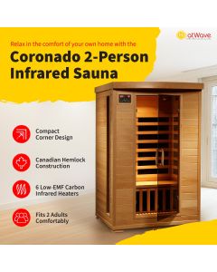 Coronado 2-Person Hemlock Deluxe Infrared Sauna with 6 Carbon Heaters - SA2409