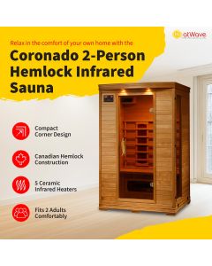 Coronado 2-Person Hemlock Infrared Sauna with 5 Ceramic Heaters - SA2406