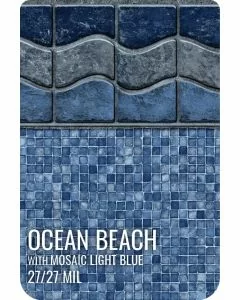 Ocean Beach - Mosaic Light Blue Inground Pool Liner 27 mil. - Clearance- By GLI 