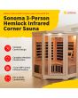 Sonoma 3-Person Hemlock Infrared Corner Sauna with 7 Carbon Heaters - SA7019