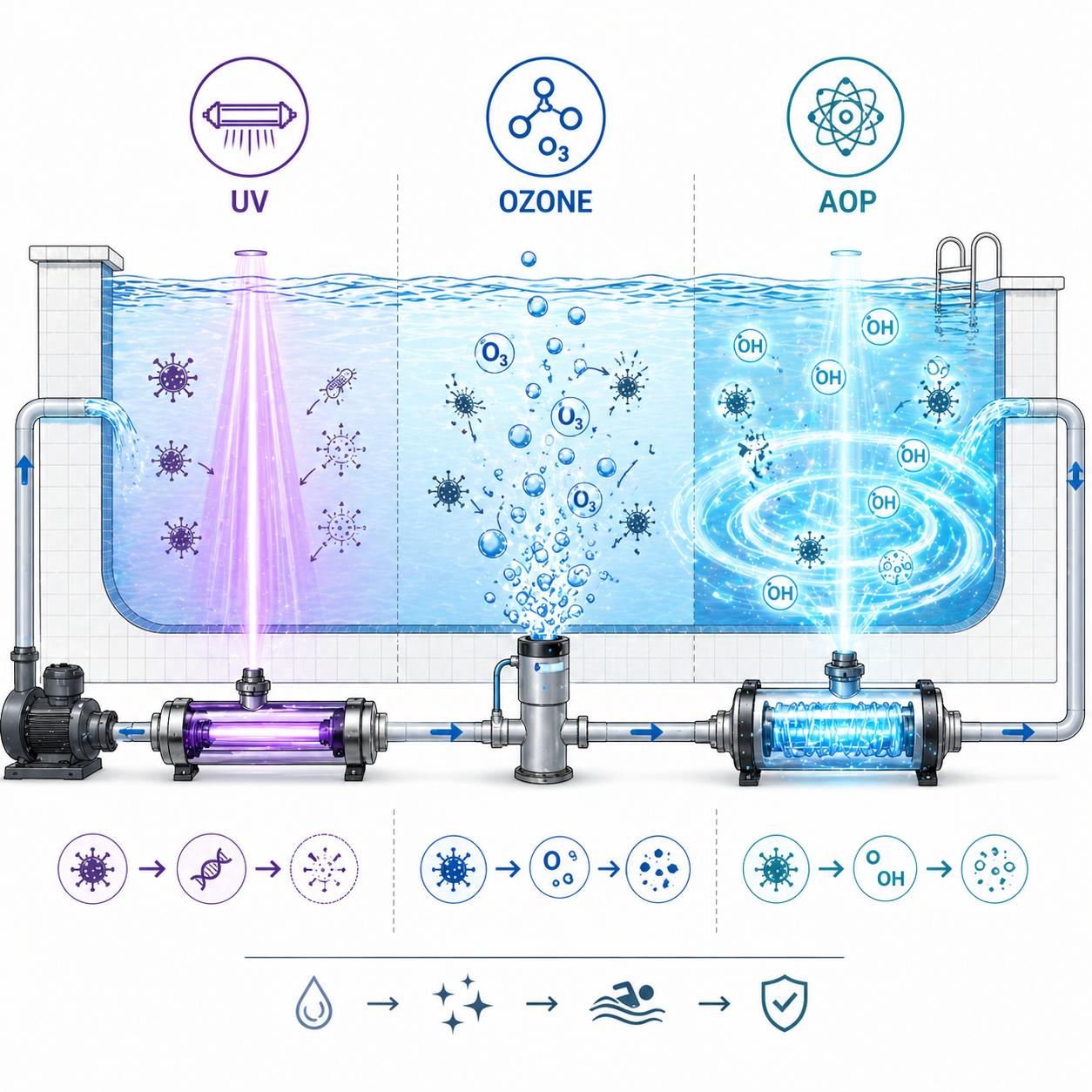AOP Pool System vs. UV vs. Ozone: Which Advanced Pool Water Treatment System is Best for Your Pool?
